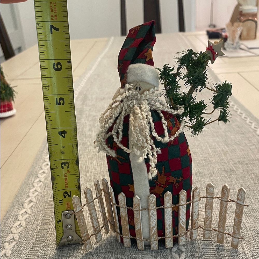 Hand Crafted Plaid Santa Duo with Greenery - Picture 5 of 6